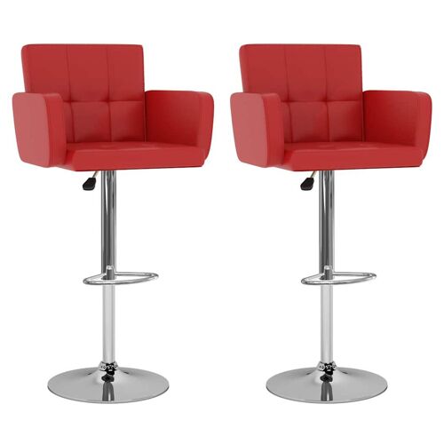 vidaXL Tabourets de bar lot de 2 rouge similicuir