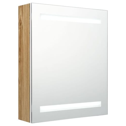 vidaXL Armoire de salle de bain à miroir à LED blanc et chêne
