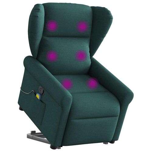 VidaXL 3303390 Fauteuil massant électrique Vert foncé Tissu