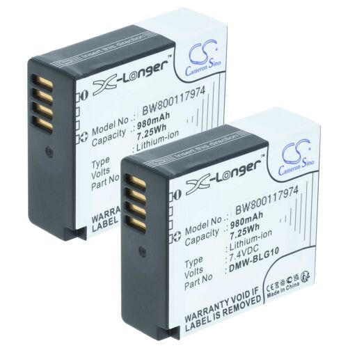 vhbw 2x Batterie compatible avec Panasonic Lumix DMC | LX100S, DMC-LX100K, DMC-GX85, DMC-LX100, DMC-TX1 appareil photo (980mAh, 7,4V, Li-ion)