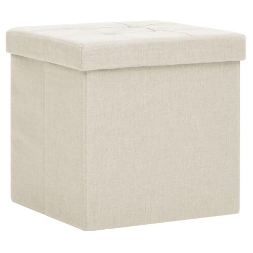vidaXL Tabouret de rangement pliable Blanc crème Faux lin