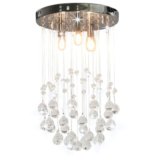 Vidaxl Plafonnier Avec Perles De Cristal Argenté Sphère 3 Ampoules G9