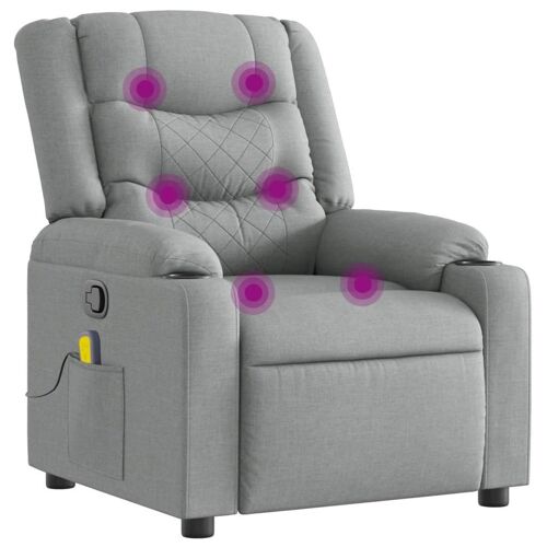 VidaXL 3206835 Fauteuil massant électrique Gris clair Tissu