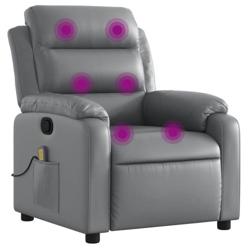 VidaXL 3206162 Fauteuil massant électrique Gris Simili-cuir