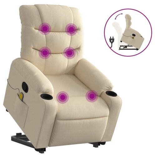 VidaXL 3206662 Fauteuil massant électrique Crème Tissu