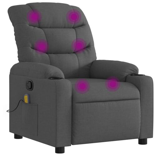 VidaXL 3206852 Fauteuil massant électrique Gris foncé Tissu
