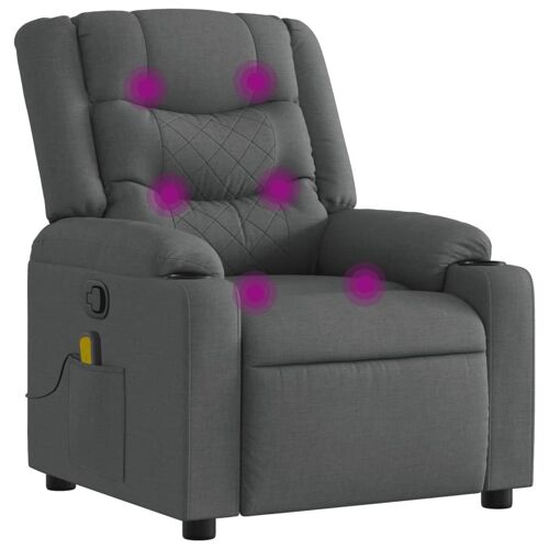VidaXL 3206836 Fauteuil massant électrique Gris foncé Tissu