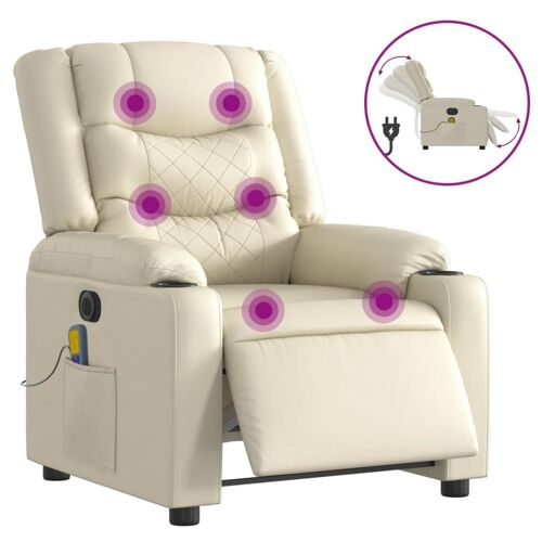 VidaXL 3206548 Fauteuil massant électrique Crème Simili-cuir