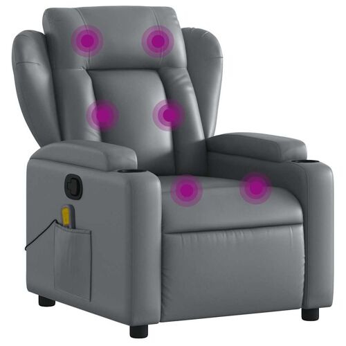 VidaXL 3205598 Fauteuil massant électrique Gris Simili-cuir