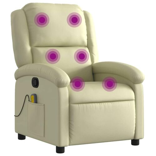 VidaXL 3205926 Fauteuil massant électrique Crème Cuir