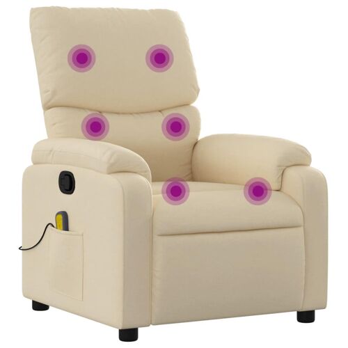 VidaXL 3205687 Fauteuil massant électrique Crème Tissu
