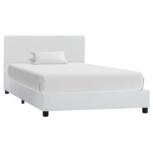 Cadre De Lit Blanc Similicuir 90 X 200 Cm