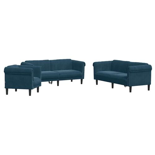 VidaXL 3209217 Ensemble de meubles de salle à manger Bleu Contre-plaqué, Bois