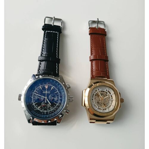 Lot De 2 Montres Neuves – Aviateur Chronographe & Squelette Automatique