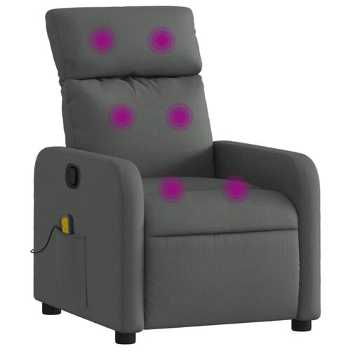 VidaXL 3206864 Fauteuil massant électrique Gris foncé Tissu