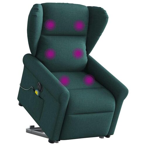 VidaXL 3303410 Fauteuil massant électrique Vert foncé Tissu