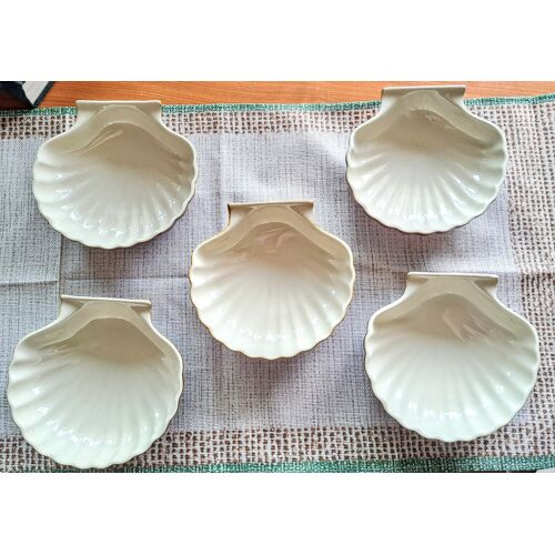 Lot De 5 Petites Assiettes À Servir En Céramique - Forme Coquille Saint-Jacques - Style Vintage