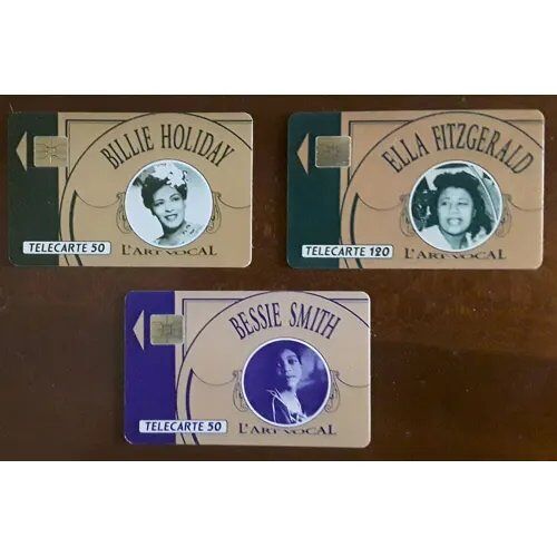 Lot De 3 Cartes Telecarte Jazz - Collection L'art Vocal : Smith, Fitzgerald Et Holiday
