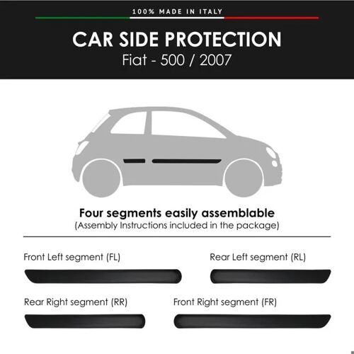 Modanature Laterali Pour Fiat Avec Biadesivo 3m, 500 - 2007