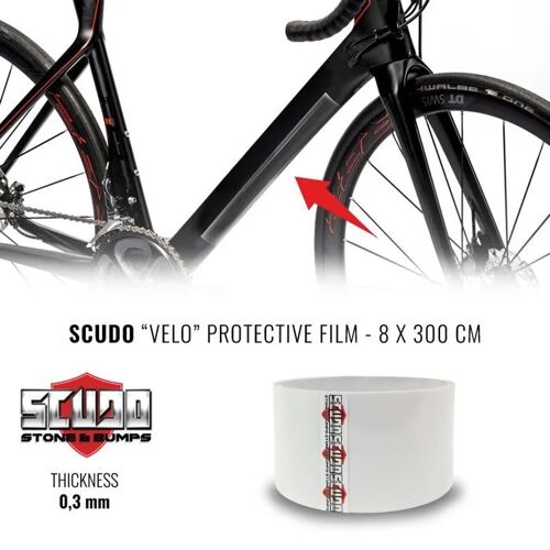 Pellicola Adesiva Scudo Velo Pour Protection Telaio Bici, Épaisseur 0,3 Mm, 8 X 300 Cm