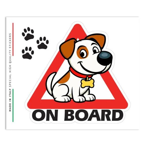 Autocollant Chien À Bord Pour Voiture, Haute Qualité, Fabriqué En Italie, 13 X 16 Cm