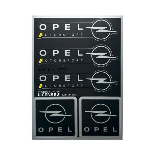 Opel Set Autocollants Officiels Motorsport, Logo Noir Et Cromo, 94 X 131 Mm, 5 Stickers, Opel