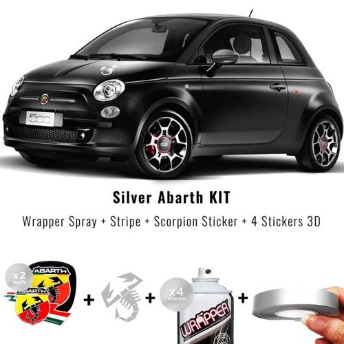 Kit Autocollant Replica Abarth Pour Fiat 500 Avec Scorpione, Argent
