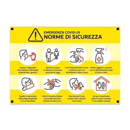 Panneau Segnaletica Norme De Sécurité Pour Bureaux, 50 X 35 Cm