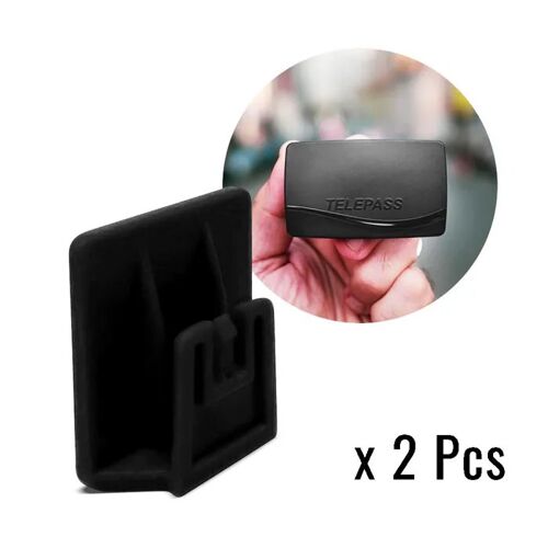 Clip Pour Telepass 2019 Sistema De Fissaggio Removibile, 3 X 3 Cm, Noir, 2 Pezzi