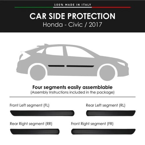 Modanature Laterali Pour Honda Avec Biadesivo 3m, Civic - 2017