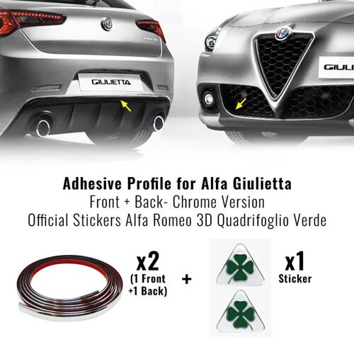 Profilo Autocollant Full + Quadrifoglio Vert 3d Pour Alfa Giulietta, Cromo