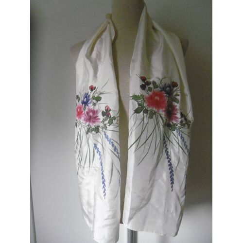 Foulard Vintage En Soie Peint À La Main