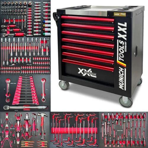 BARRACUDA TOOLS Servante d'atelier Munich Tools 7 tiroirs dont 6 outillés - Red