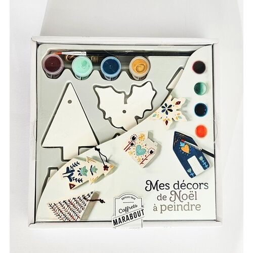 Coffret Mes Décos De Noël À Peindre - Avec 6 Décors À Peindre, Du Cordon Ciré Pour Les Suspendre, 4 Godets De Peinture, 1 Pinceau Et 1 Livre De 16 Pages
