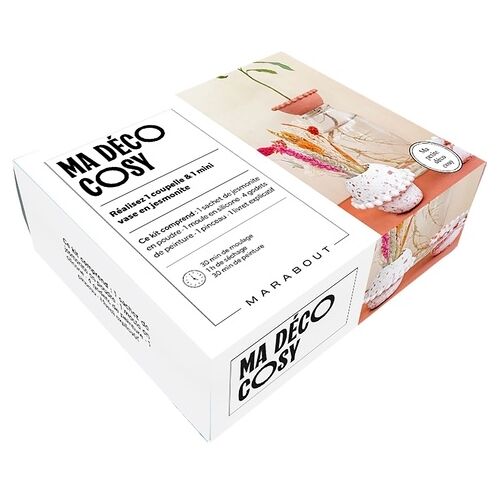 Ma Petite Déco Cosy - Coffret Avec 1 Sachet De Jesmonite, 1 Moule En Silicone, 3 Godets De Peinture, 1 Pinceau Et 1 Bâtonnet