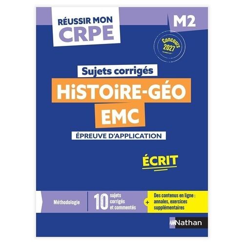 Histoire Géographie Emc - Epreuve D'application Ecrit