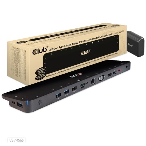 CLUB3D CSV-1565 station d'accueil USB 3.2 Gen 1 (3.1 Gen 1) Type-C Noir