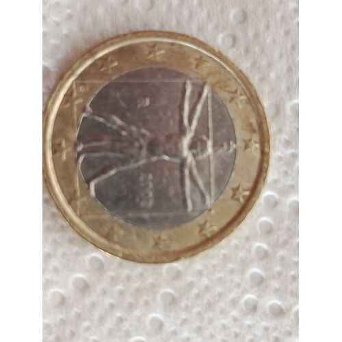 Pièce De 1 Euros De La République Italienne De 2002. Avec L'Homme De De Vinci.