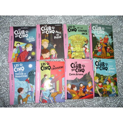 Lot De 8 Livres Le Club Des Cinq (5) De Enid Blyton La Bibliothèque Rose En Très Bon État