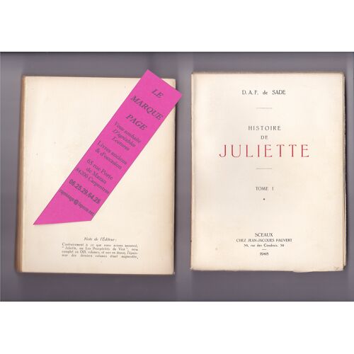 D.A.F.De Sade --Histoire De Juliette -- 5 Volumes Publiés En 10 Tomes -- Pauvert 1949 Tirage À 475 Exemplaires