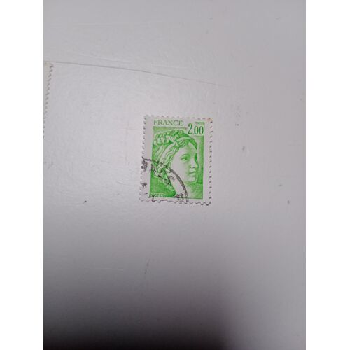 Timbre France 2,00 Yvert 1977 Oblitéré Type Sabine De Gandon Vert Jaune De 1977 1978 R