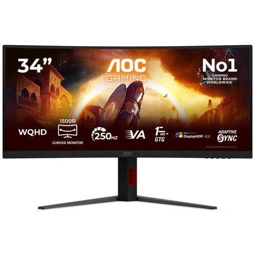 Ecran PC AOC G4 CU34G4ZCA 34" 3440 x 1440 Wide Quad HD Noir et Rouge