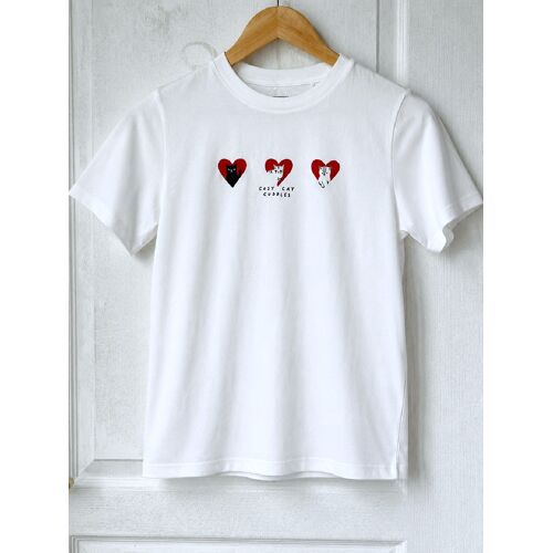 Uniqlo T-Shirt Blanche Cosy Cat Cuddles, Taille 12, 100% Coton, Très Bon État
