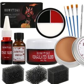 Kit De Maquillage Sfx Halloween Complet Avec Cire Modelage, Faux Sang Réaliste, Gomme Adhésive Et Peintures Pour Blessures Et