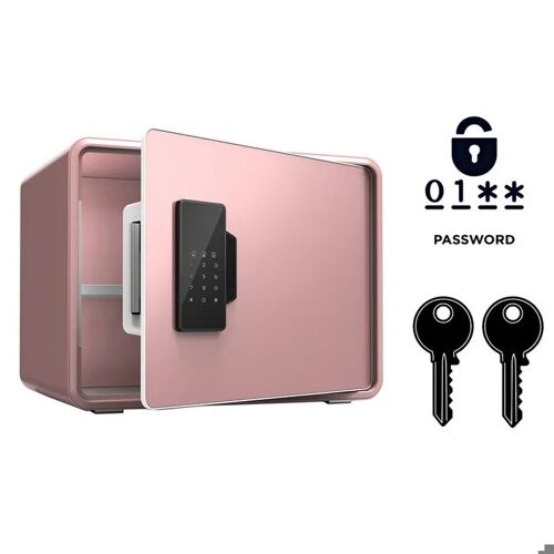 Coffre-fort blindé NIKCORP SG-25-D, serrure électronique et clé, acier Q235, 25x35x26 cm, pour maison et bureau, couleur rose