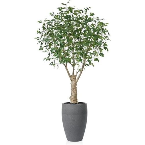 Arbre artificiel Fopamtri Ficus 240 cm vert profond réaliste UV polyester feuilles pot inclus pierres décoratives noires pour