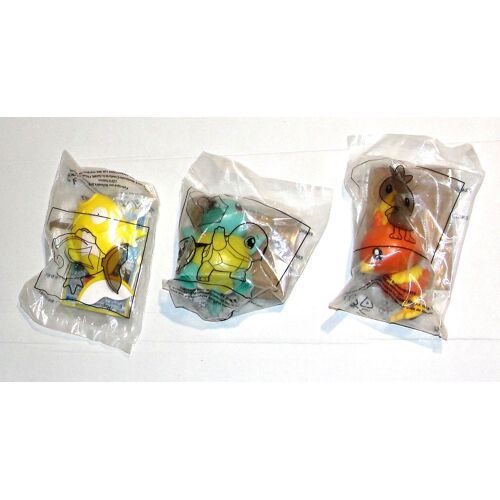 Figurine Pokemon Mcdonald'S Lot 3 Personnages Carapuce Magicarpe Poussifeu + Cartes Promo Happy Meal 2016