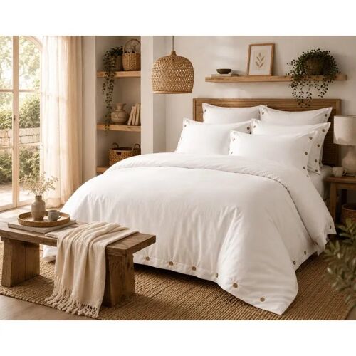 Housse De Couette En Percale 240 X 260 Cm Blanc Chantilly Perrine