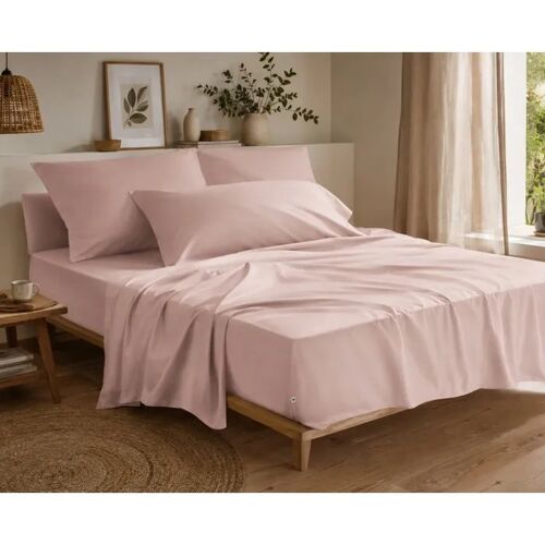 Drap Housse 140x190 Cm Percale De Coton Rose Blush Perrine