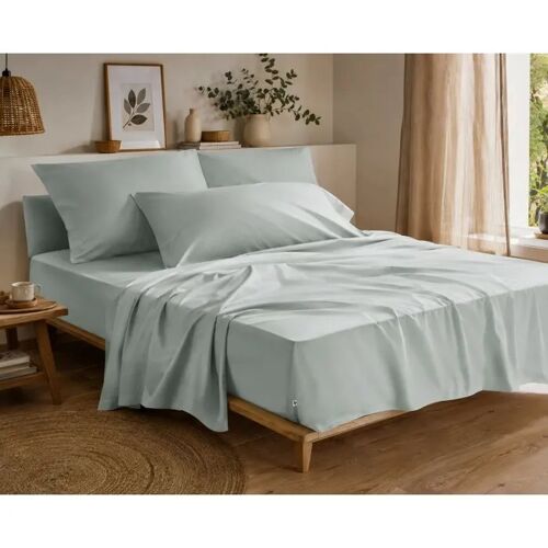Drap Housse 180x200 Cm Percale De Coton Vert Celadon Perrine